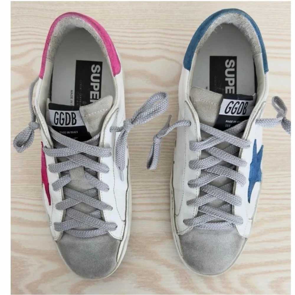 Golden Goose Women’s Superstar Limited Edition Mismatched Sneakers Blue Pink 7 - Picture 4 of 15
